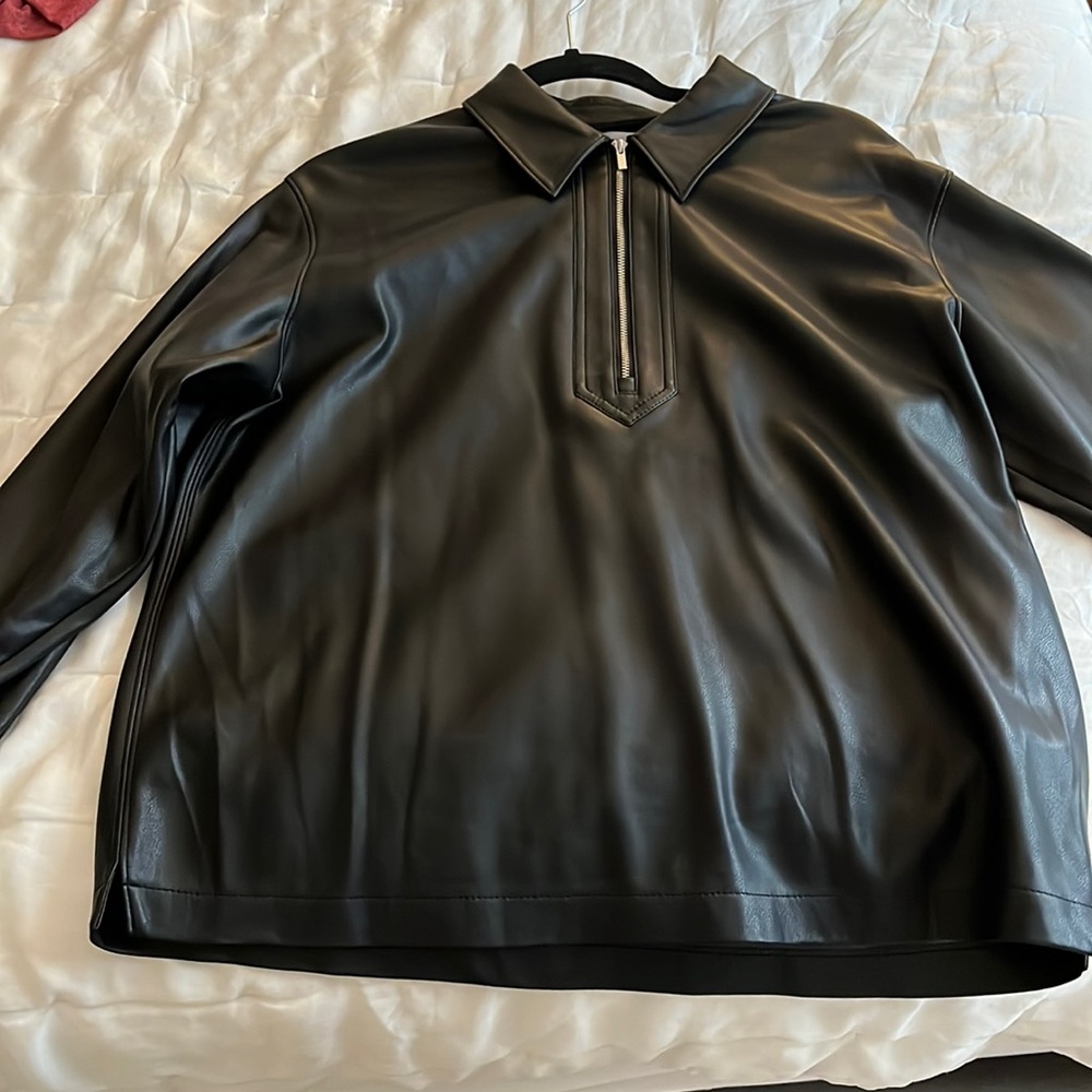 Rebecca Taylor small Oversize faux leather zip shirt - never worn! Perfect cond